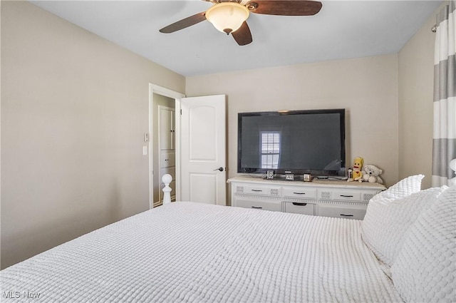 bedroom featuring ceiling fan
