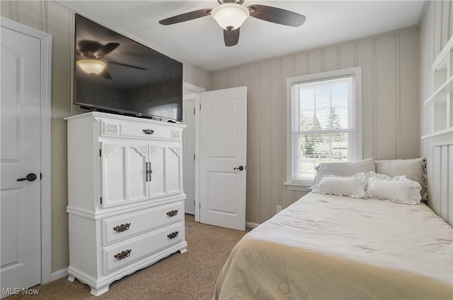 bedroom featuring carpet and ceiling fan