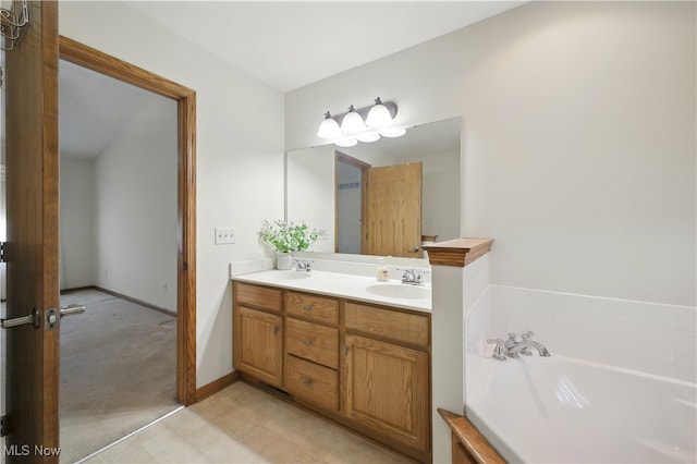 16544 Davis Dr, Calcutta, OH 43920 - full bathroom with double vanity, a sink, baseboards, and a bath