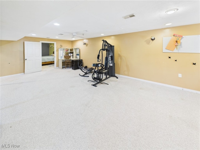 155 Richwood Ct, Belpre, OH 45714 - workout area featuring recessed lighting, carpet flooring, baseboards, and visible vents