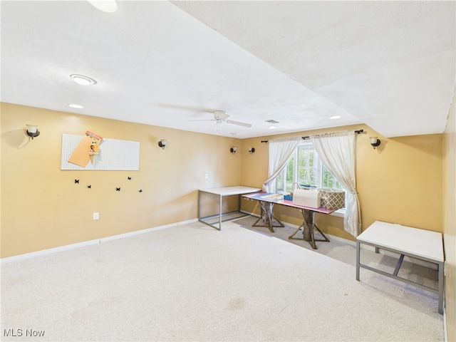 155 Richwood Ct, Belpre, OH 45714 - office with a ceiling fan, baseboards, recessed lighting, and carpet