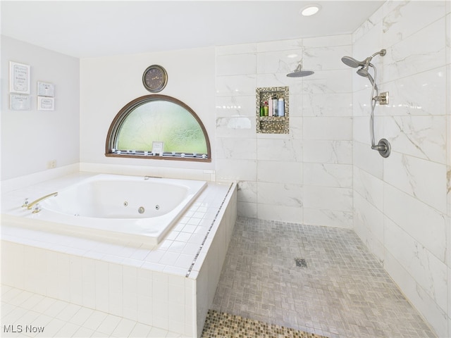 155 Richwood Ct, Belpre, OH 45714 - full bathroom featuring a whirlpool tub and tiled shower
