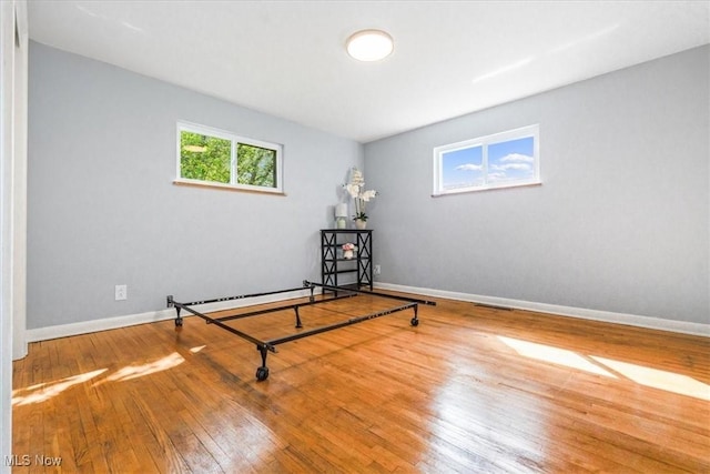 interior space with baseboards and hardwood / wood-style floors