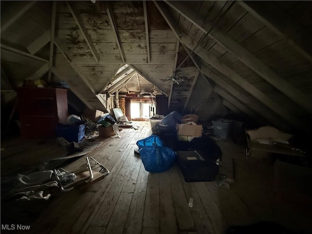 view of unfinished attic