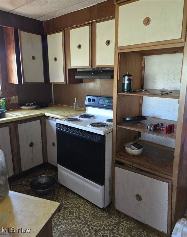 5961-5971 Streeter, Mantua, OH 44255 - kitchen with light countertops, under cabinet range hood, and electric stove