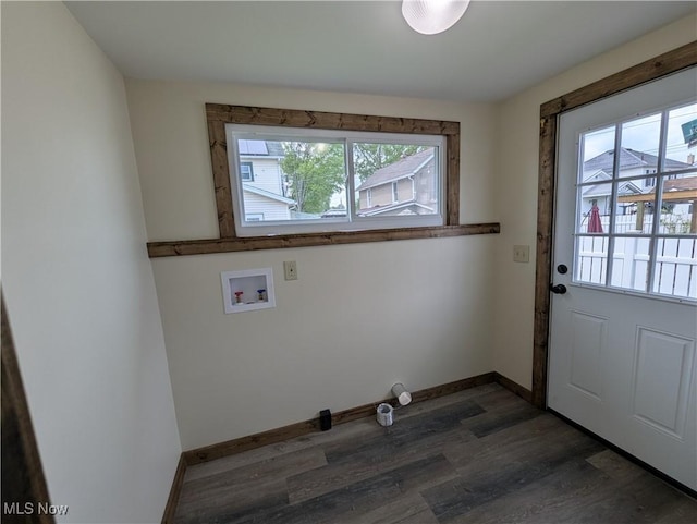 810 Pine St, Coshocton, OH 43812 - laundry room featuring washer hookup, baseboards, laundry area, and wood finished floors