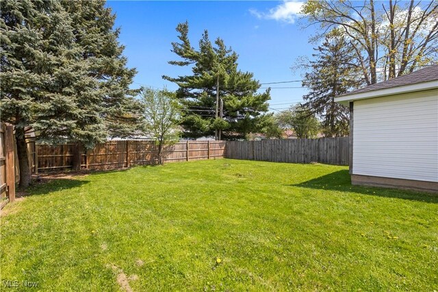 view of yard featuring a fenced backyard