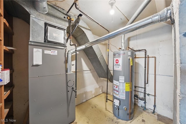 utilities featuring heating unit and water heater