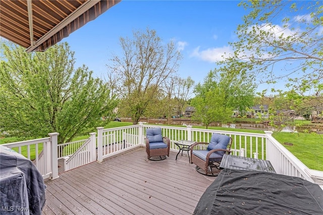deck with a lawn