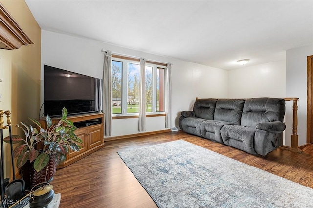 living area with wood finished floors