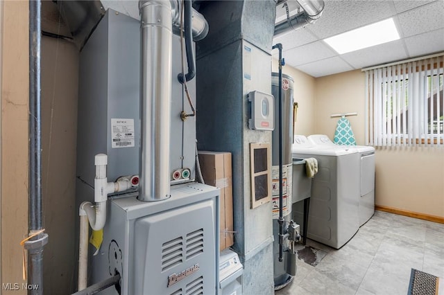 utilities with heating unit and washer and clothes dryer