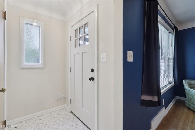 foyer entrance featuring baseboards and a healthy amount of sunlight