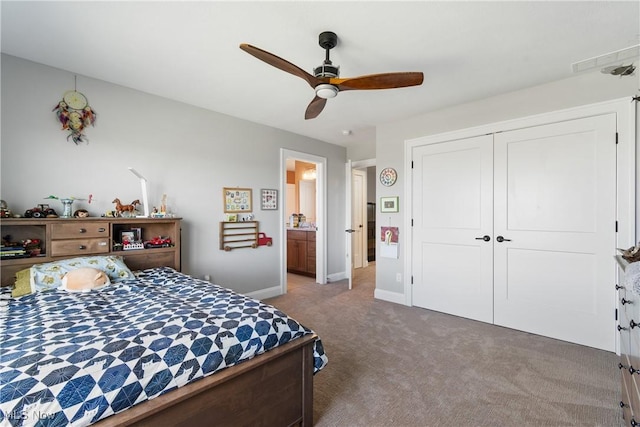 46748 New London Eastern Rd, New London, OH 44851 - bedroom with a closet, carpet flooring, baseboards, and a ceiling fan