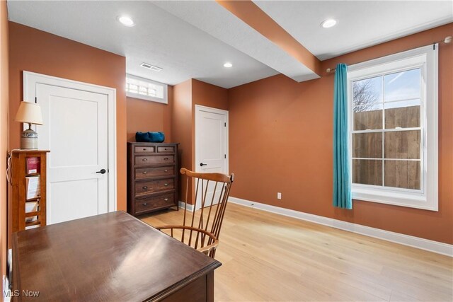 46748 New London Eastern Rd, New London, OH 44851 - office featuring recessed lighting, baseboards, visible vents, and light wood-style flooring