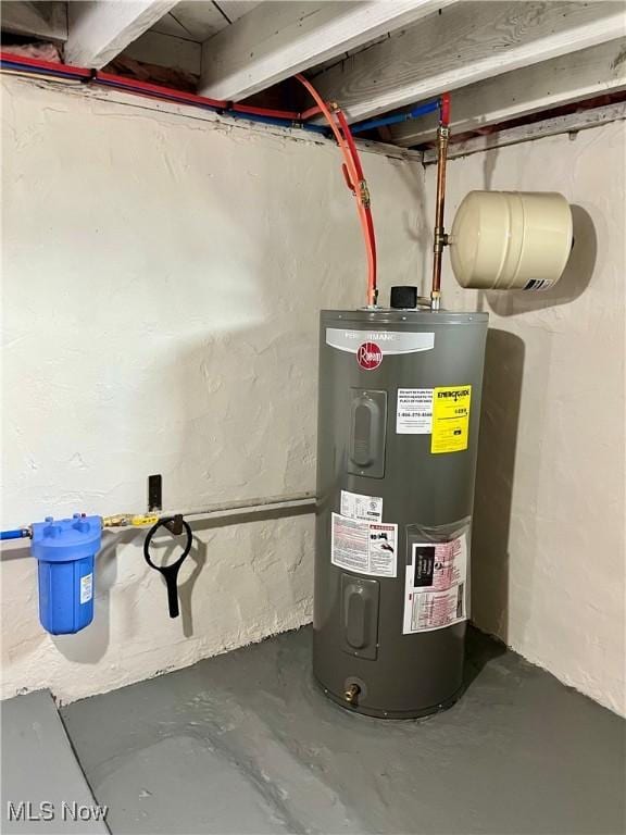 utility room with water heater