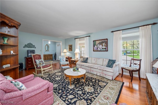 living room with light wood-style flooring
