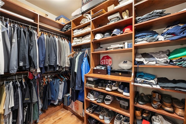 spacious closet with wood finished floors