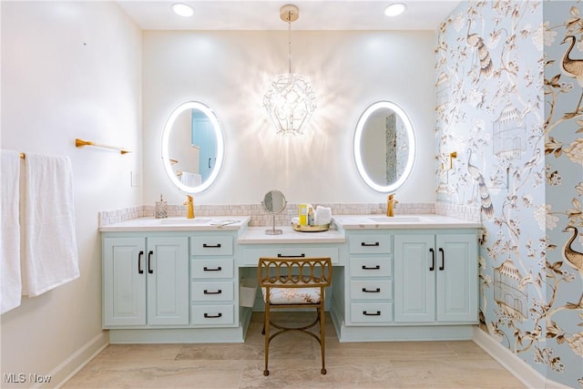 1175 Inverness Ln, Stow, OH 44224 - full bathroom with double vanity, baseboards, and a sink