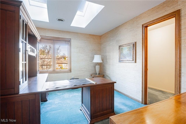 1175 Inverness Ln, Stow, OH 44224 - office space with a skylight, baseboards, carpet, and visible vents