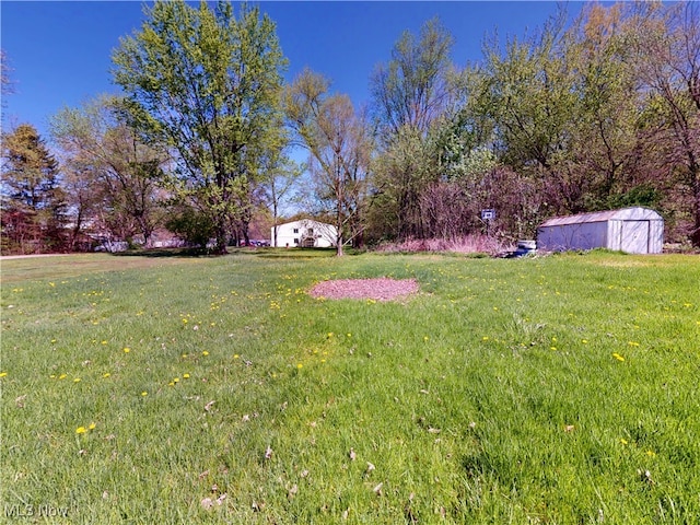 view of yard featuring an outdoor structure