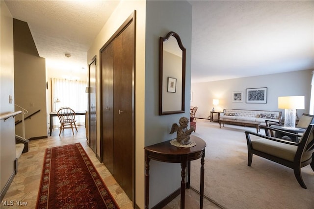 hall with light carpet