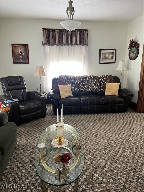 view of carpeted living area
