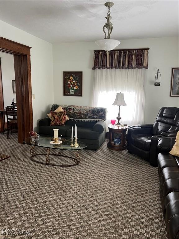 living room with carpet floors