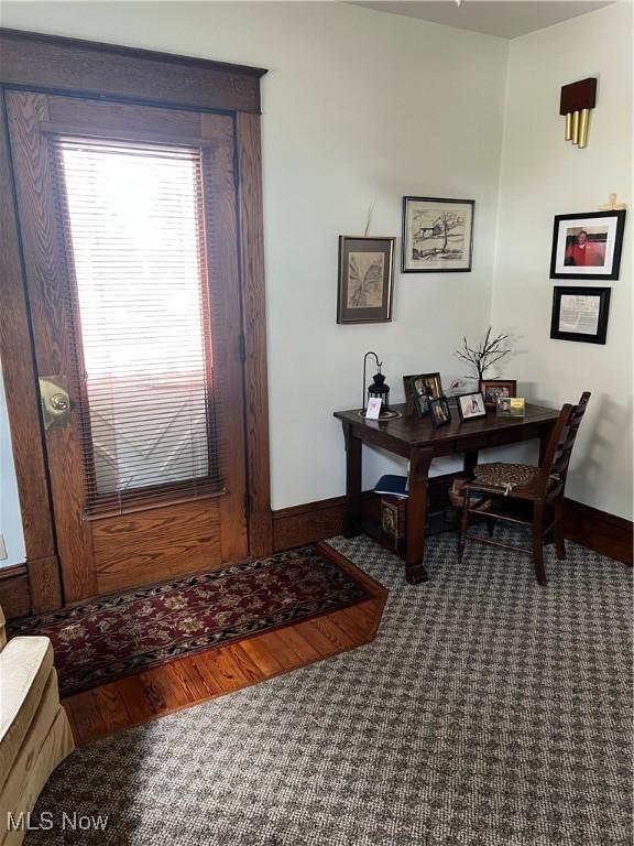 home office with baseboards