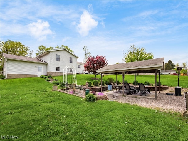 view of yard with a gazebo and a patio area