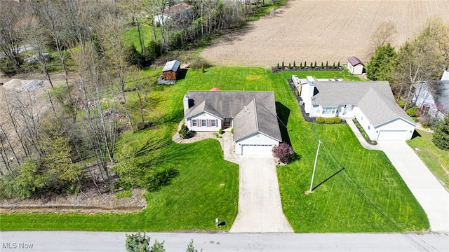 aerial view with a rural view