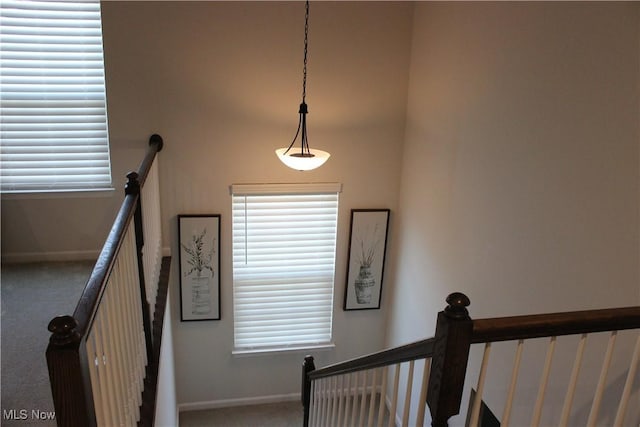 840 Sunrise Cir, Aurora, OH 44202 - staircase featuring carpet flooring and baseboards