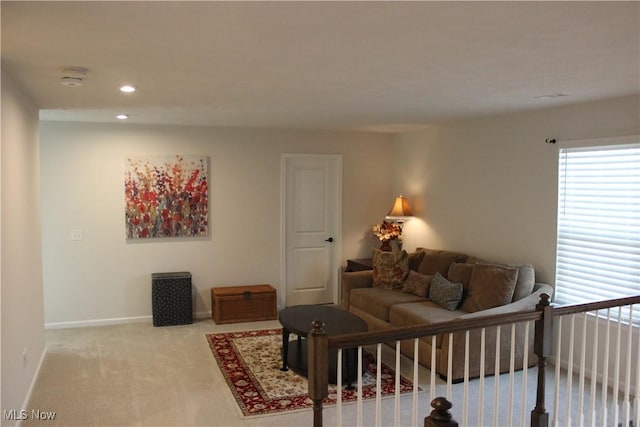 840 Sunrise Cir, Aurora, OH 44202 - carpeted living area featuring baseboards and recessed lighting