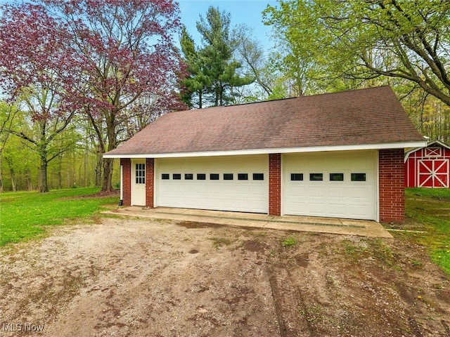 view of detached garage