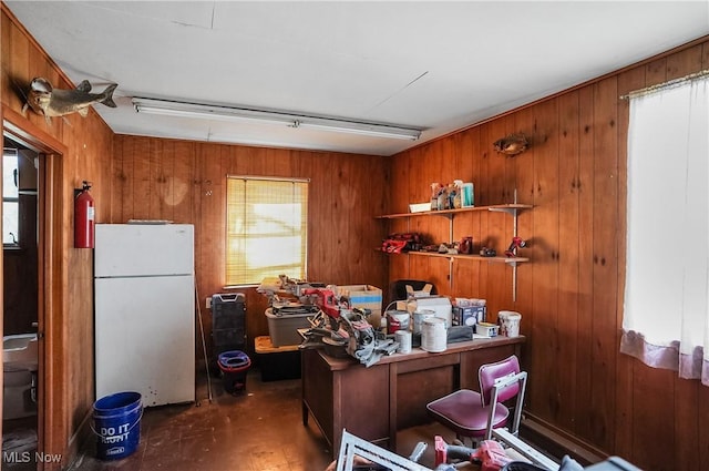 460 Carthage Ave, Kent, OH 44240 - office featuring wood walls and finished concrete floors