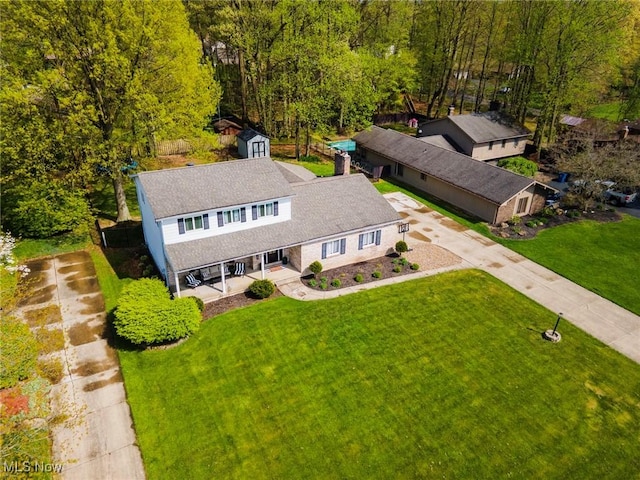 8459 Four Seasons Trl, Poland, OH 44514 - birds eye view of property featuring a forest view