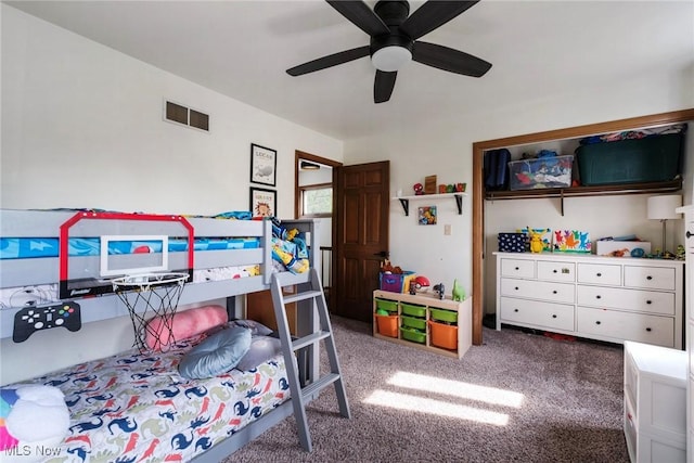 8459 Four Seasons Trl, Poland, OH 44514 - bedroom featuring ceiling fan, visible vents, and carpet