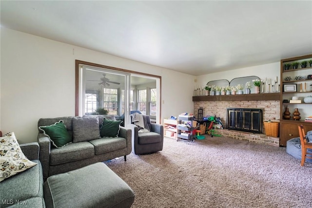 8459 Four Seasons Trl, Poland, OH 44514 - carpeted living area featuring a fireplace