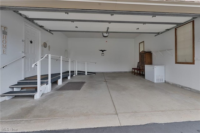 garage with fridge