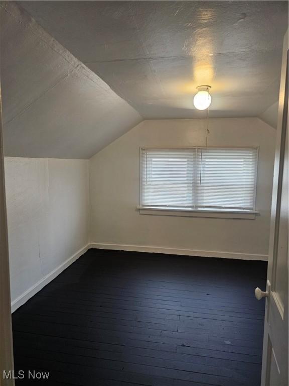 additional living space featuring baseboards and lofted ceiling