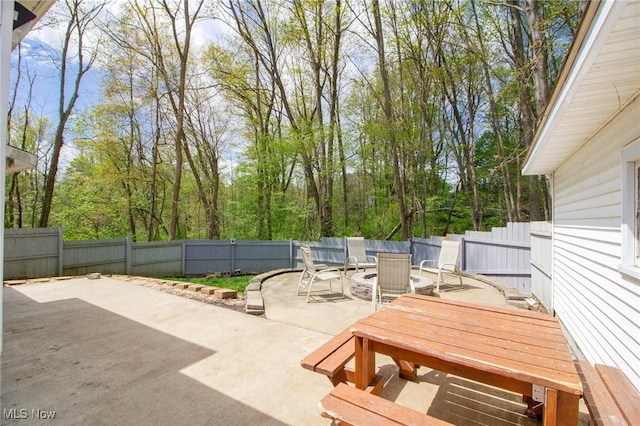 view of patio / terrace with a fenced backyard and outdoor dining space