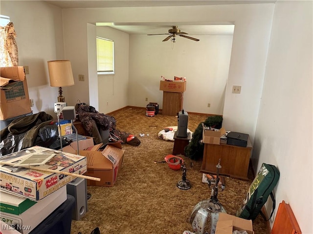 919 19th St, Vienna, WV 26105 - living room with carpet floors and a ceiling fan