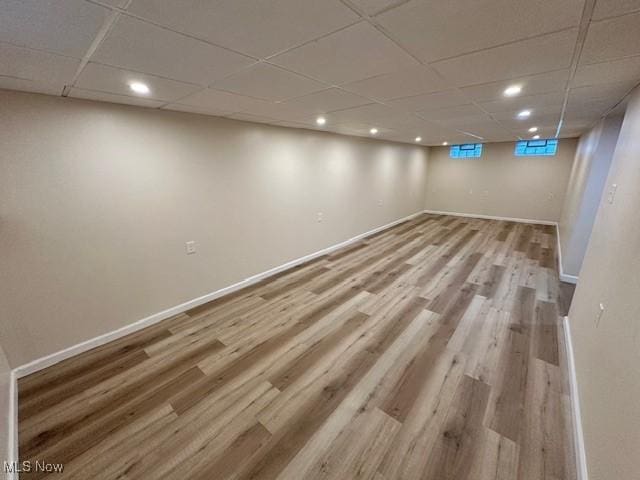 30119 Harrison St, Willowick, OH 44095 - basement with recessed lighting, a drop ceiling, and wood finished floors