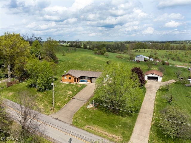 drone / aerial view featuring a rural view