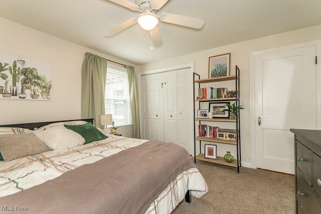 7599 Fairview Ave, Mentor, OH 44060 - bedroom featuring carpet floors, baseboards, a ceiling fan, and a closet