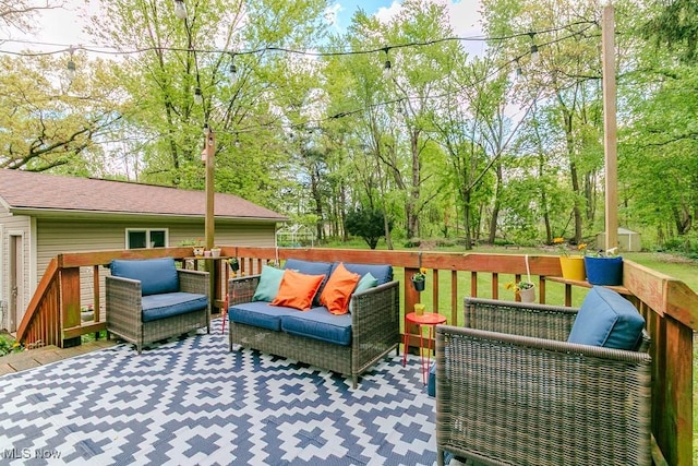 7599 Fairview Ave, Mentor, OH 44060 - wooden deck featuring an outdoor hangout area