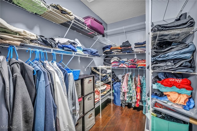 spacious closet with wood finished floors