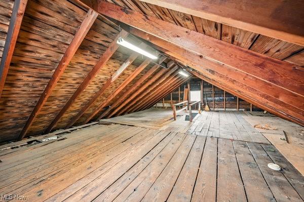 view of unfinished attic