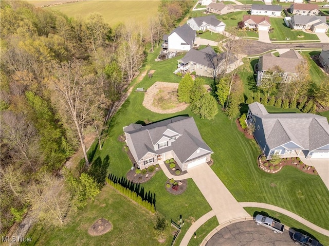 bird's eye view with a residential view