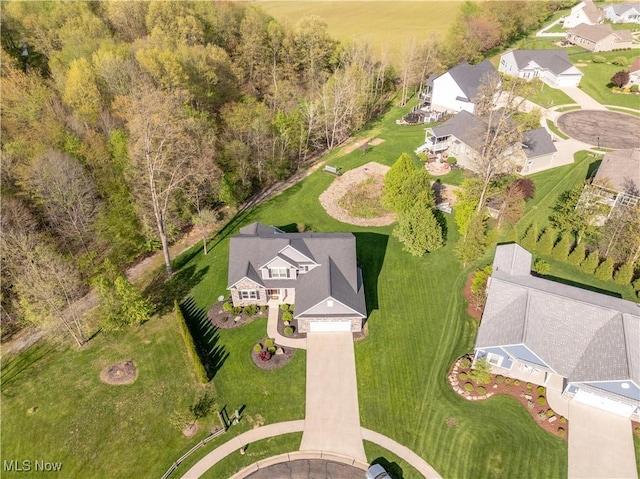 birds eye view of property with a residential view