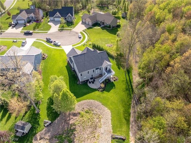 aerial view with a residential view